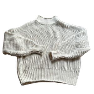 M cream heavy knit sweater with high neck